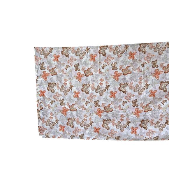 Vintage 70s Burlington Amari Butterflies Queen Flat Sheet Orange Brown - Picture 4 of 9